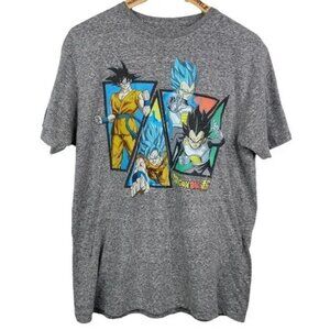 DRAGON BALL Z MEN'S HEATHER GRAY GRAPHIC SHORT SLEEVE SHIRT SIZE LARGE